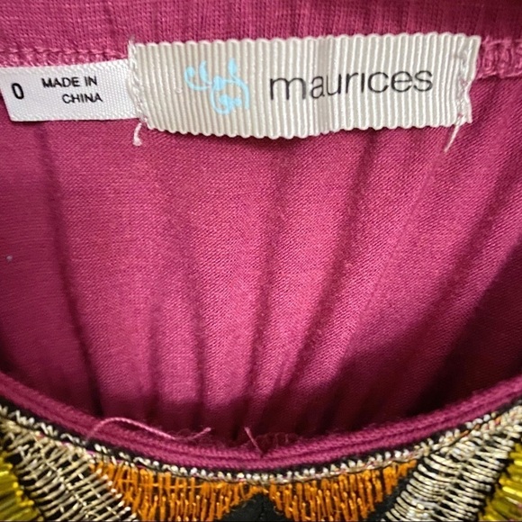 Maurices Maroon Southwestern Style Beaded Sleeveless Plus Size Dress - Picture 2 of 6